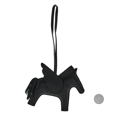 Hermes Milo Lambskin Grigri Rodeo Pegase Horse Bag Charm MM So Black 2 of 5