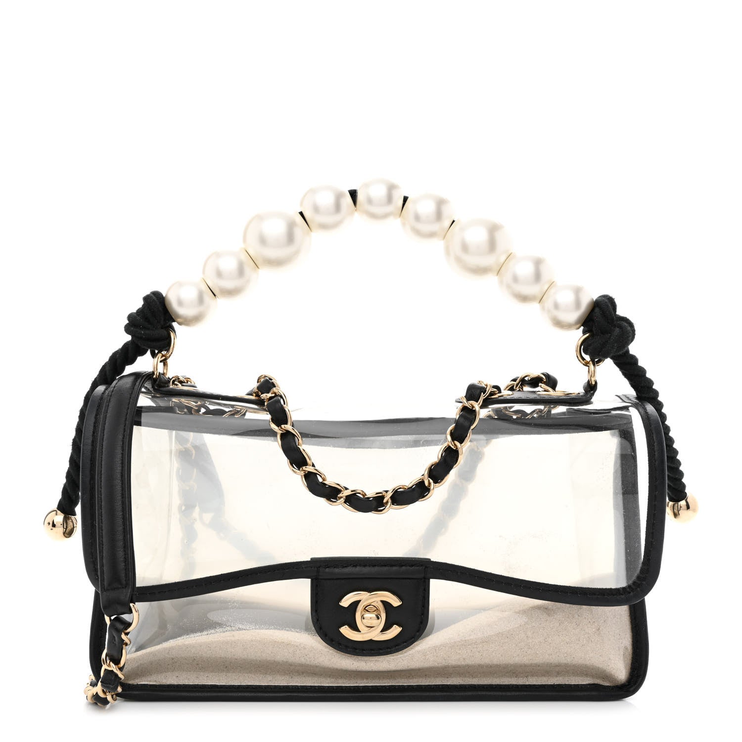 Chanel Lambskin PVC Sand By The Sea Flap With Pearl Strap Black 1 of 10