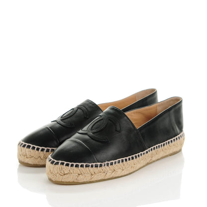 Chanel Lambskin CC Espadrilles 37 Black 3 of 9