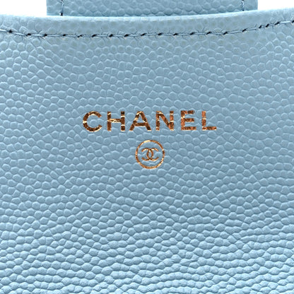 Chanel Caviar Quilted Flap Card Holder Wallet Light Blue 6 of 9