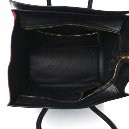 Celine Pony Hair Mini Tri-Color Luggage Glacier Red Black 5 of 9