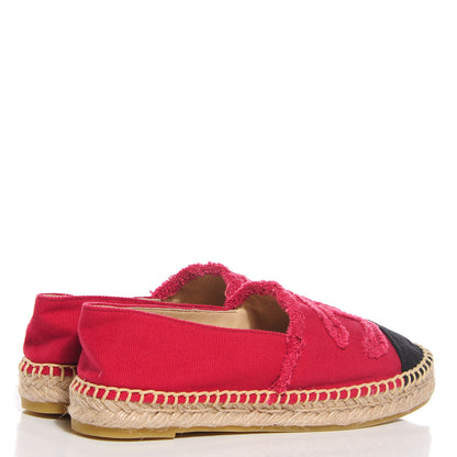 Chanel Toile CC Espadrilles 38 Red Black 4 of 7