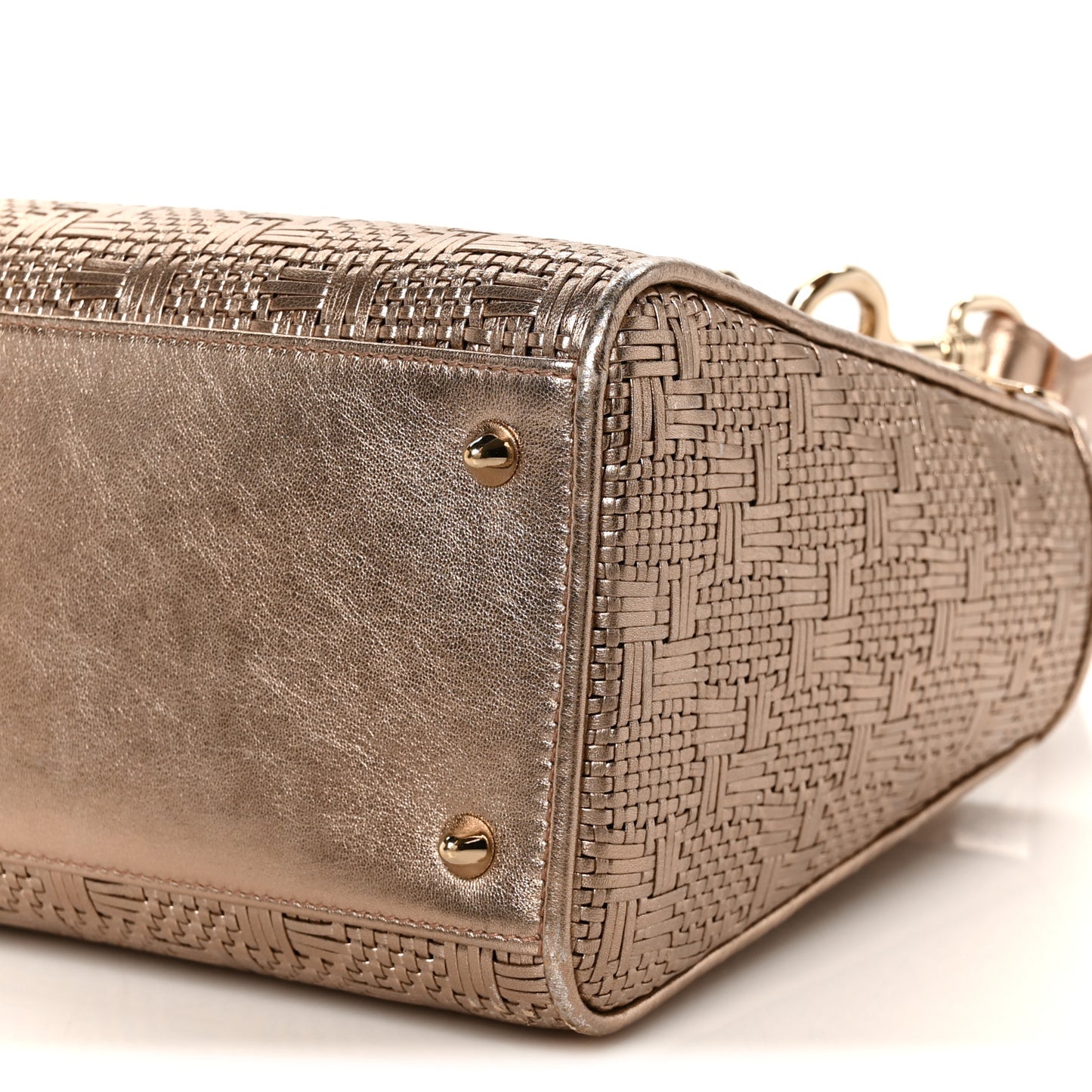 Metallic Calfskin Braided Medium Lady Dior Gold