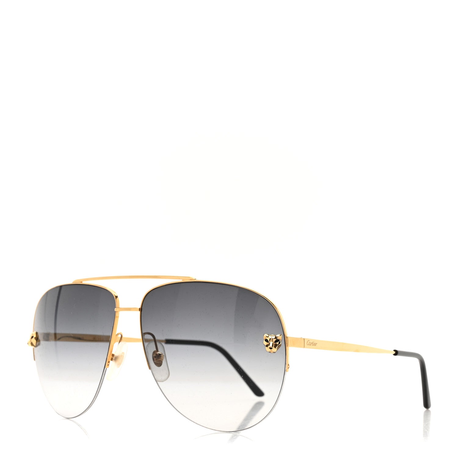 Cartier Santos de Cartier Aviator Sunglasses CT0065S Gold Black 1 of 8