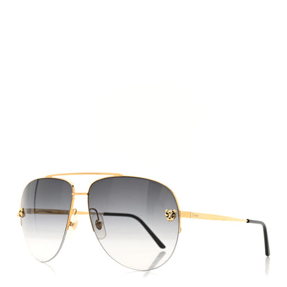 Cartier Santos de Cartier Aviator Sunglasses CT0065S Gold Black 1 of 8