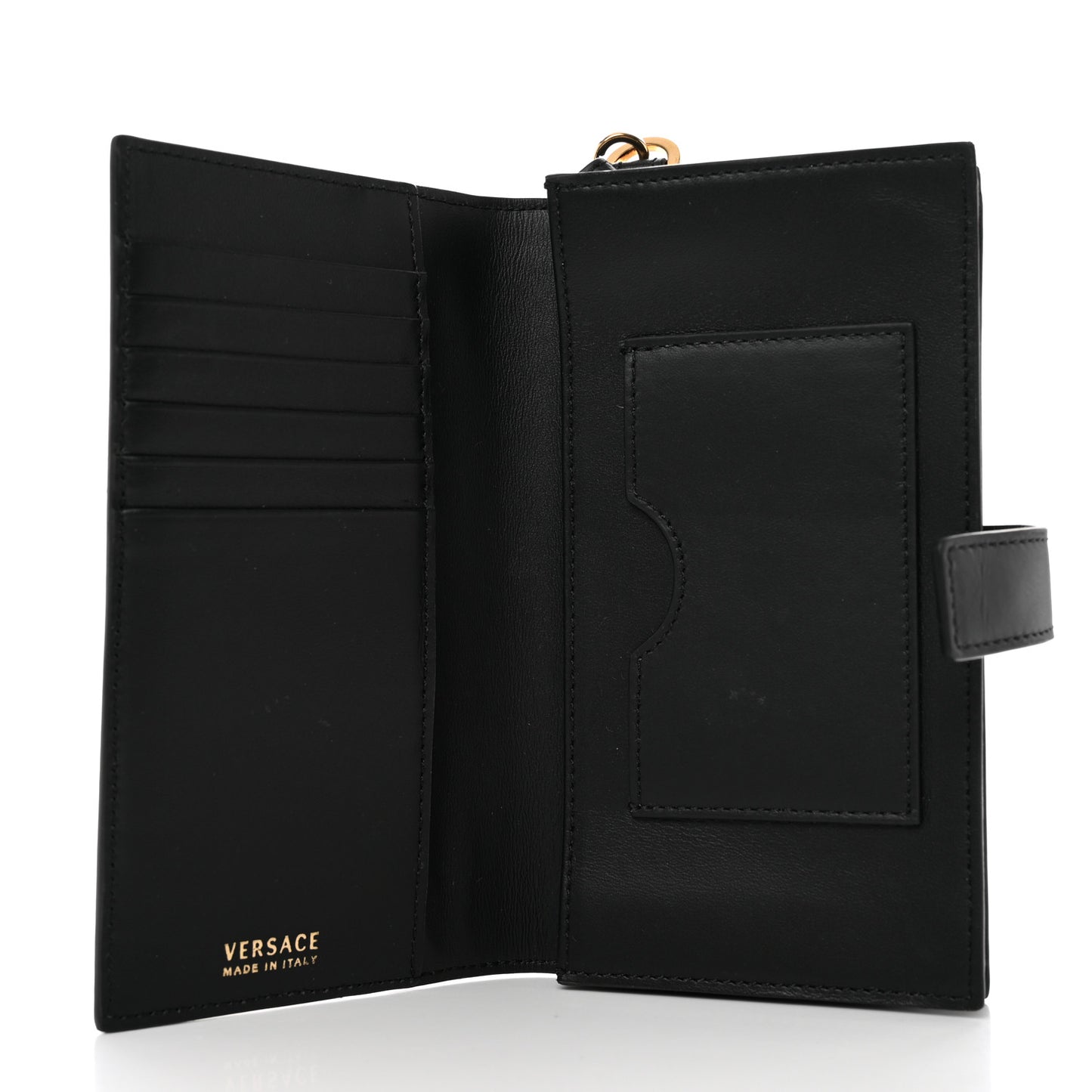 Vitello Medusa Iphone Wristlet Wallet Black