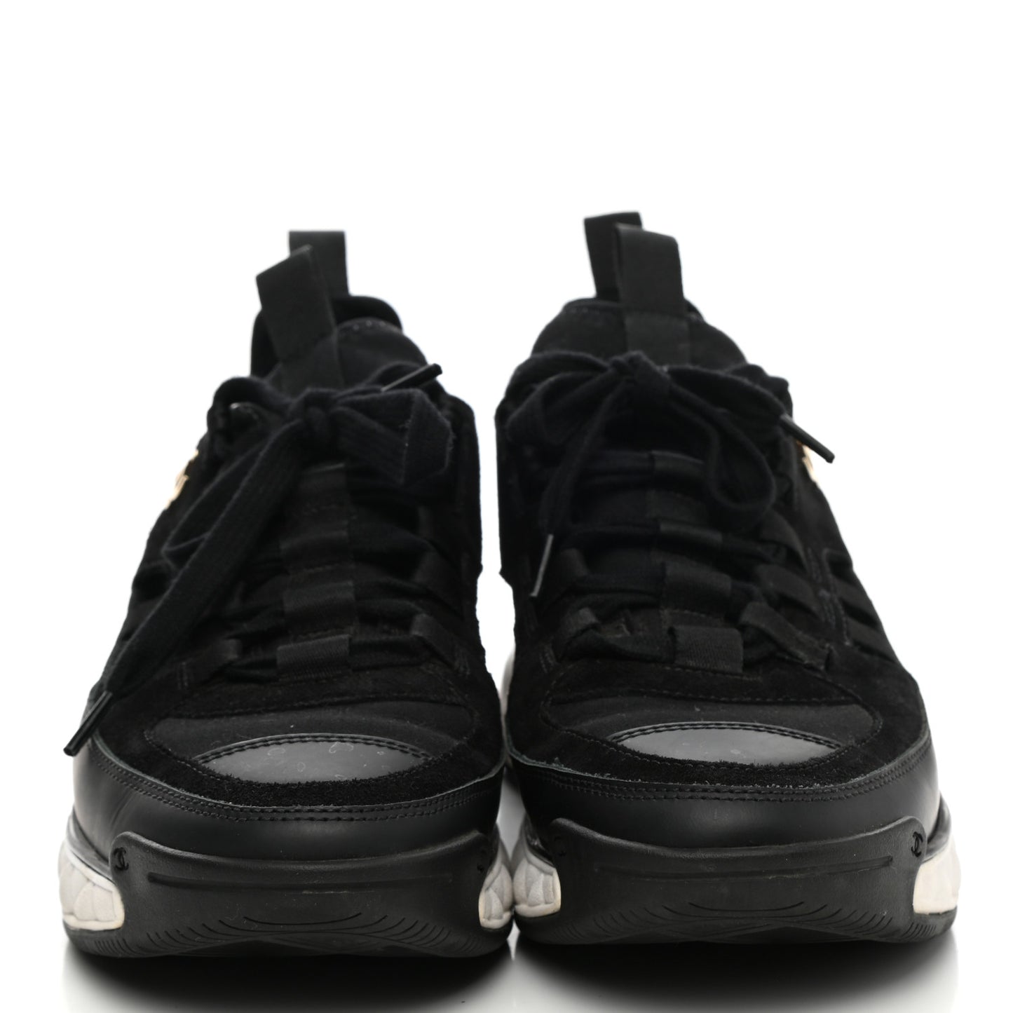 Fabric Calfskin Suede CC Sneakers 37.5 Black