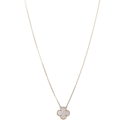 Van Cleef & Arpels 18K Yellow Gold Mother of Pearl Vintage Alhambra Pendant Necklace 1 of 7