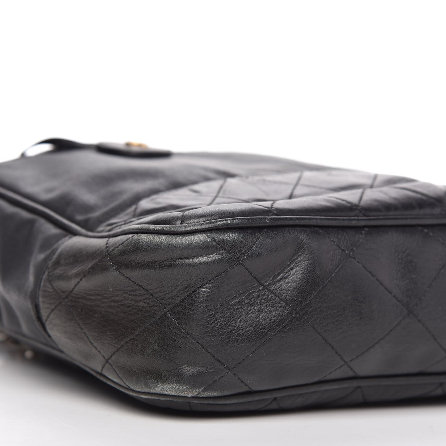 Lambskin Coated Canvas Shopping Tote Black