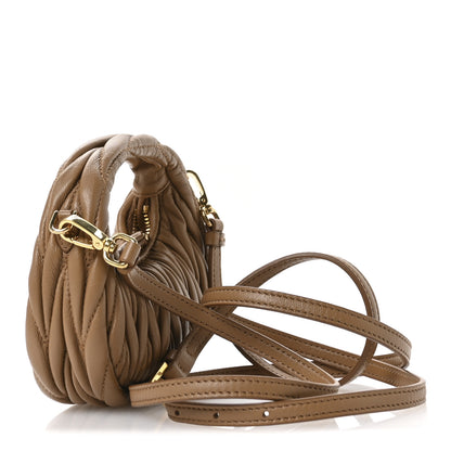 Miu Miu Nappa Matelasse Micro Wander Hobo Caramel 3 of 10