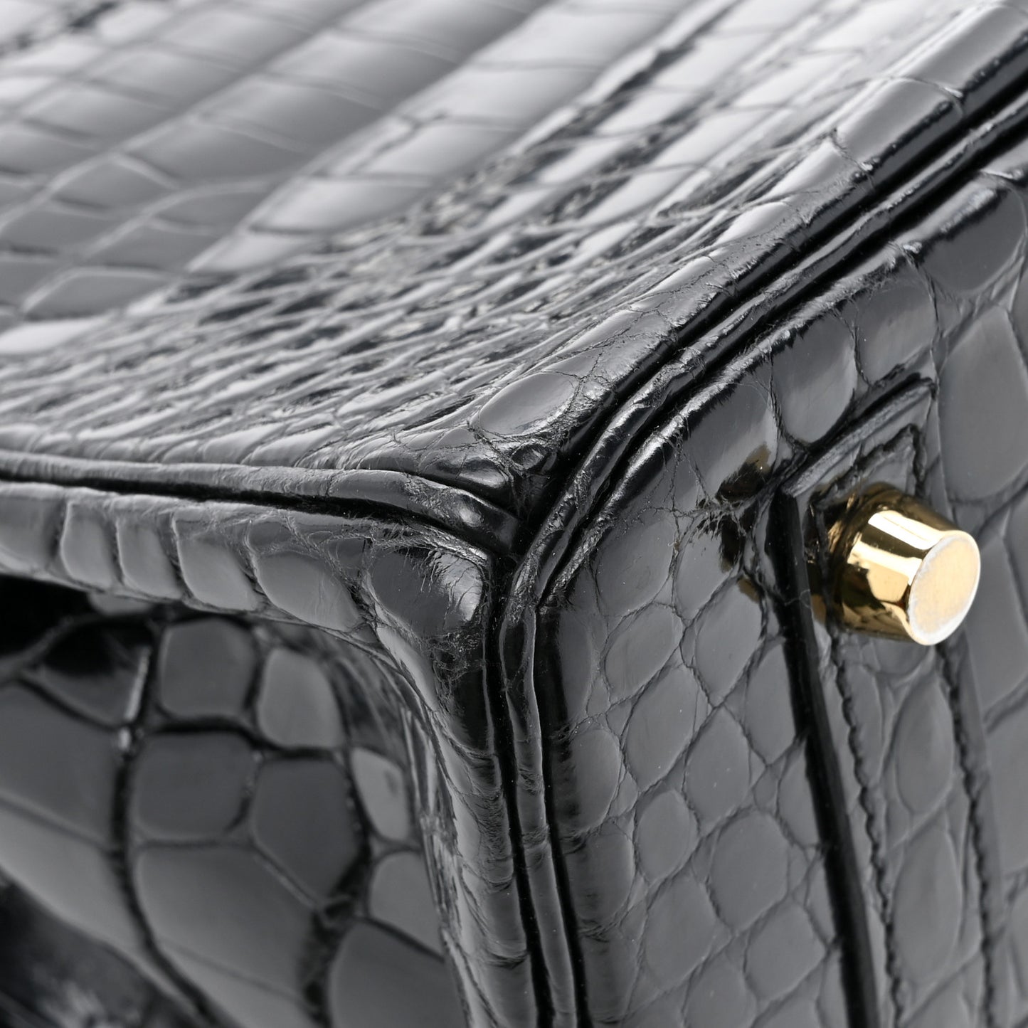 Shiny Porosus Crocodile Birkin 30 Black