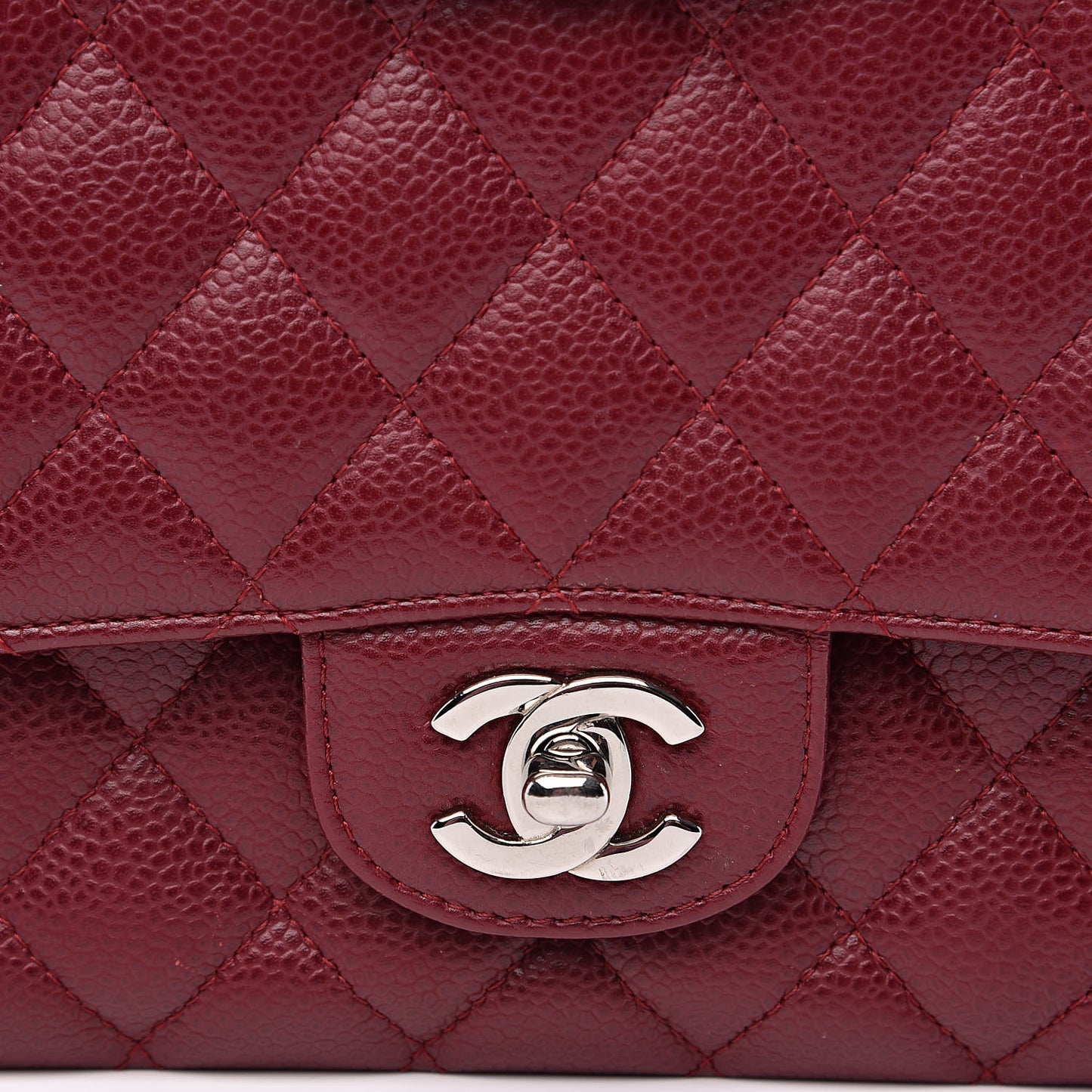 Caviar Quilted Medium Double Flap Dark Red