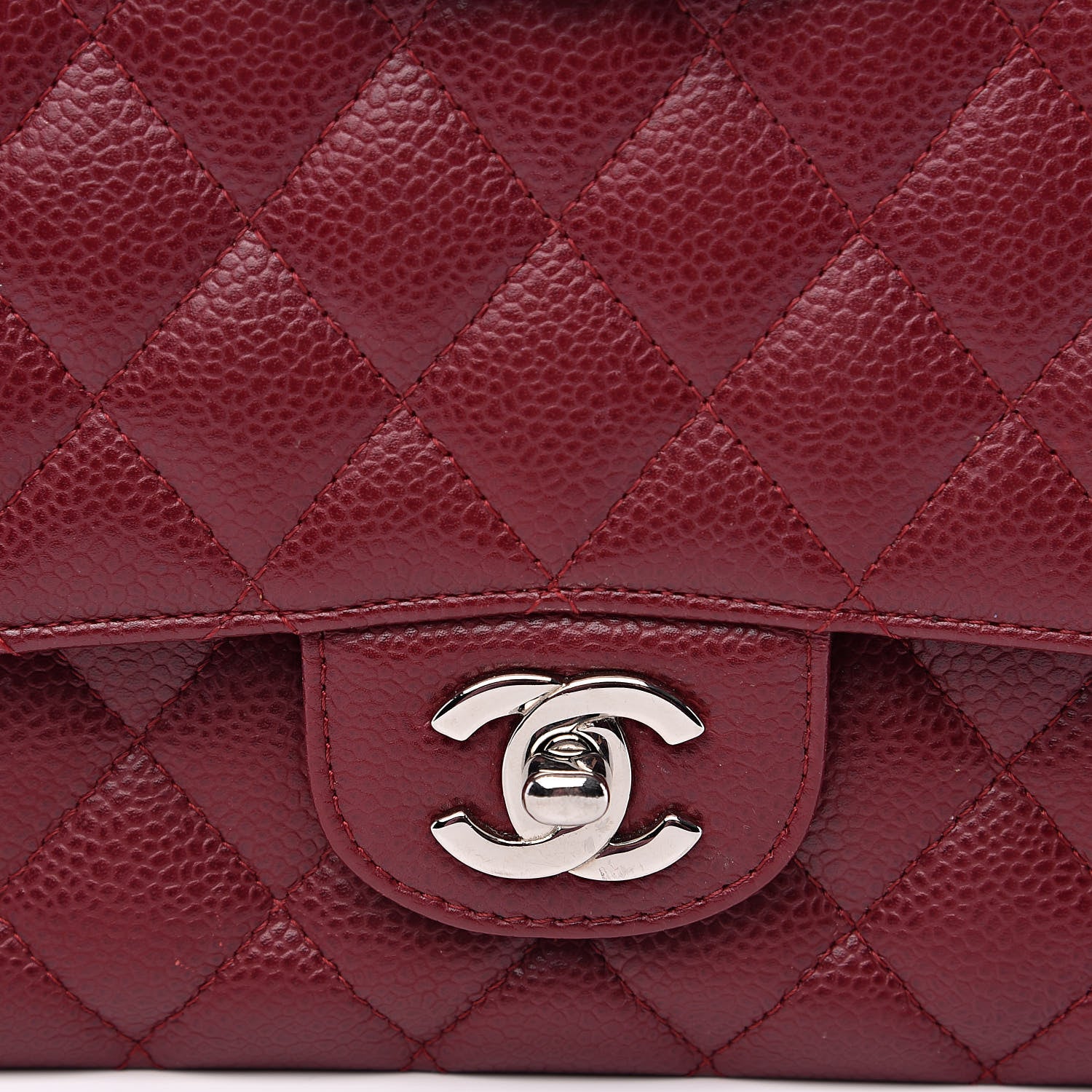 Chanel Caviar Quilted Medium Double Flap Dark Red 8 of 16