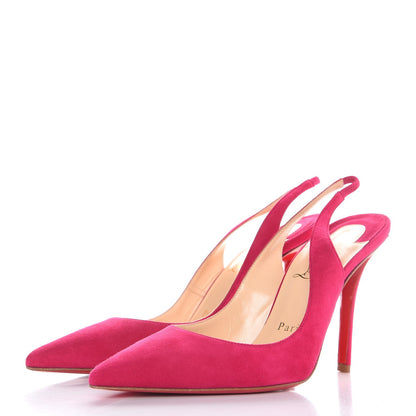 Christian Louboutin Suede Apostrophy 100 Slingback Pumps 38 Cyclamen 3 of 8