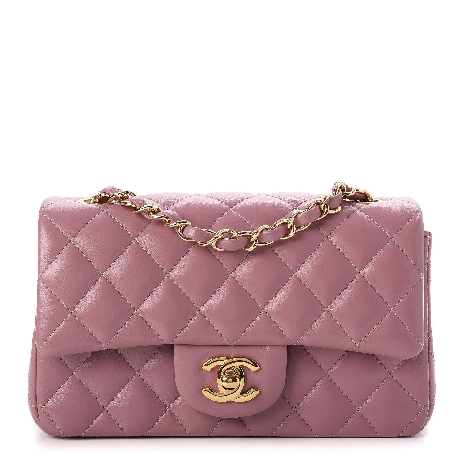 Chanel Lambskin Quilted Mini Rectangular Flap Pink 1 of 7