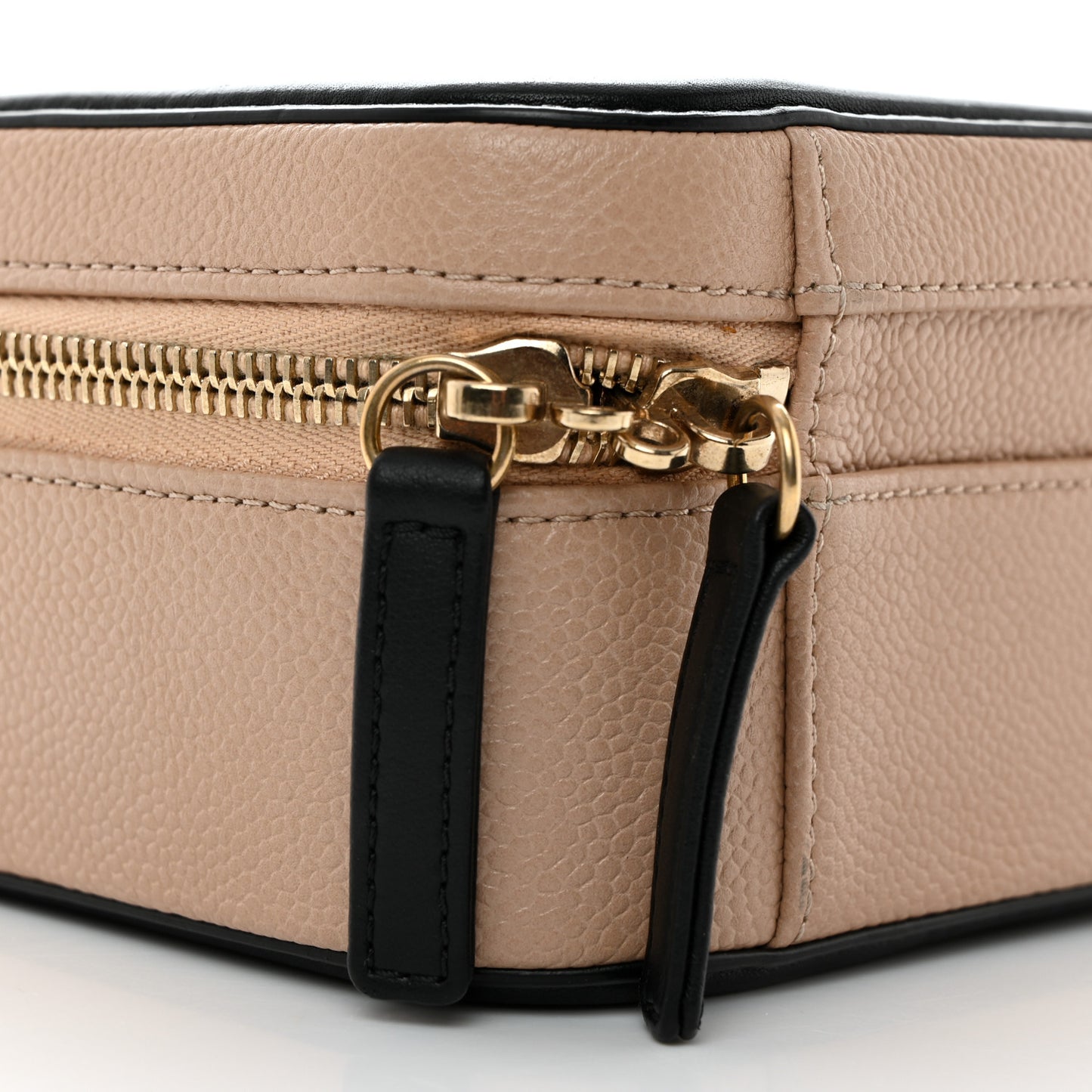 Caviar Quilted Medium CC Filigree Vanity Case Beige Black