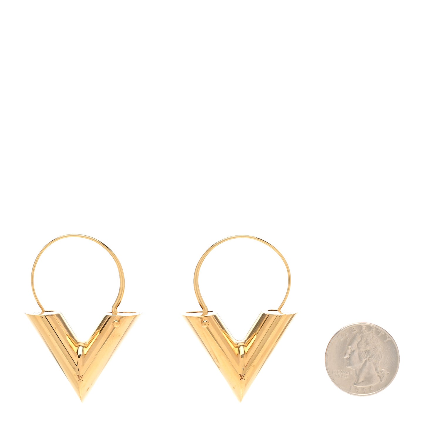 Brass Essential Large V Hoop Earrings Gold