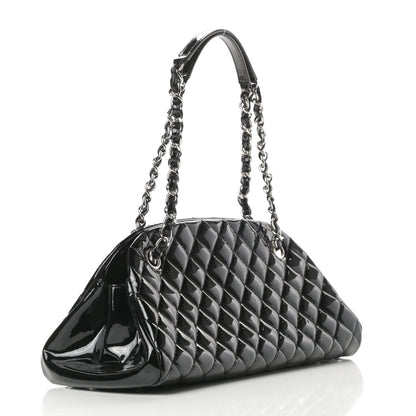 Chanel Patent Quilted Medium Just Mademoiselle Bowling Bag Black 3 of 10
