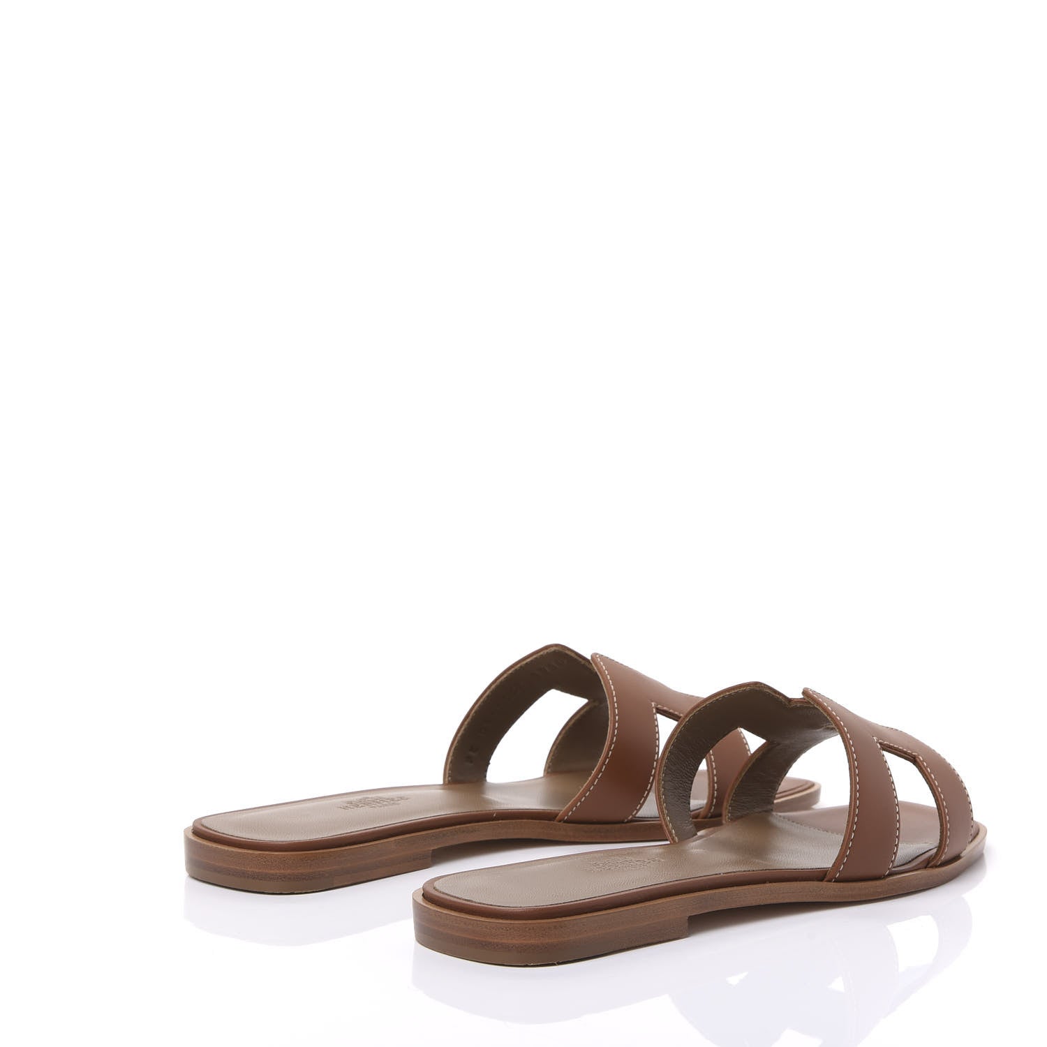 Hermes Box Calfskin Oran Sandals 37.5 Gold 4 of 9