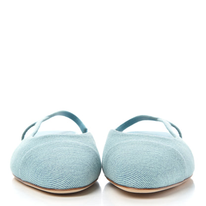 Chanel Denim Cap Toe CC Slingback Flats 36.5 Blue 2 of 11