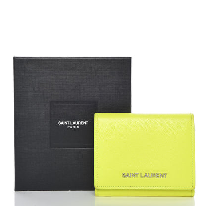 Saint Laurent Grain De Poudre Letters Compact Wallet Fluo Yellow 14 of 14
