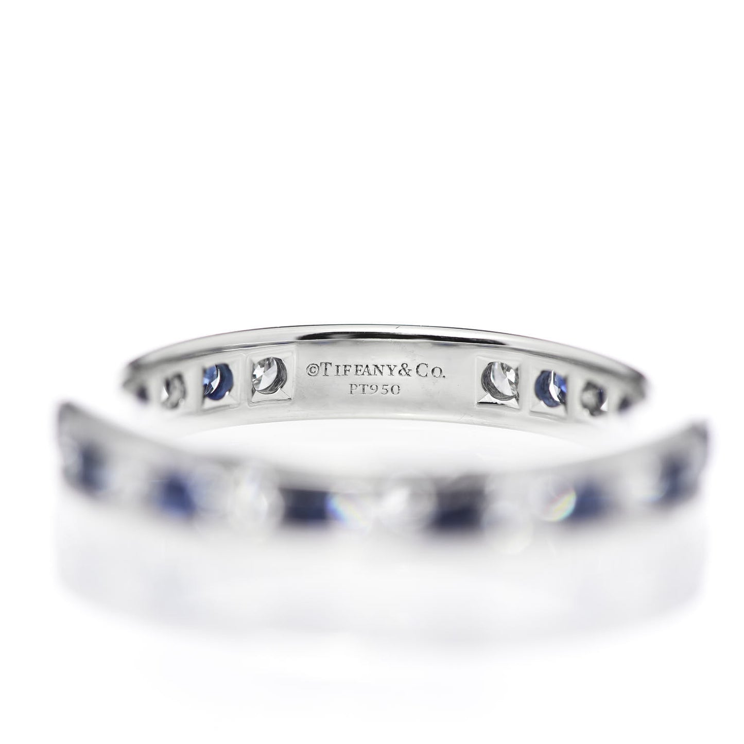 Platinum Diamond Blue Sapphire Eternity Band Ring 52 6