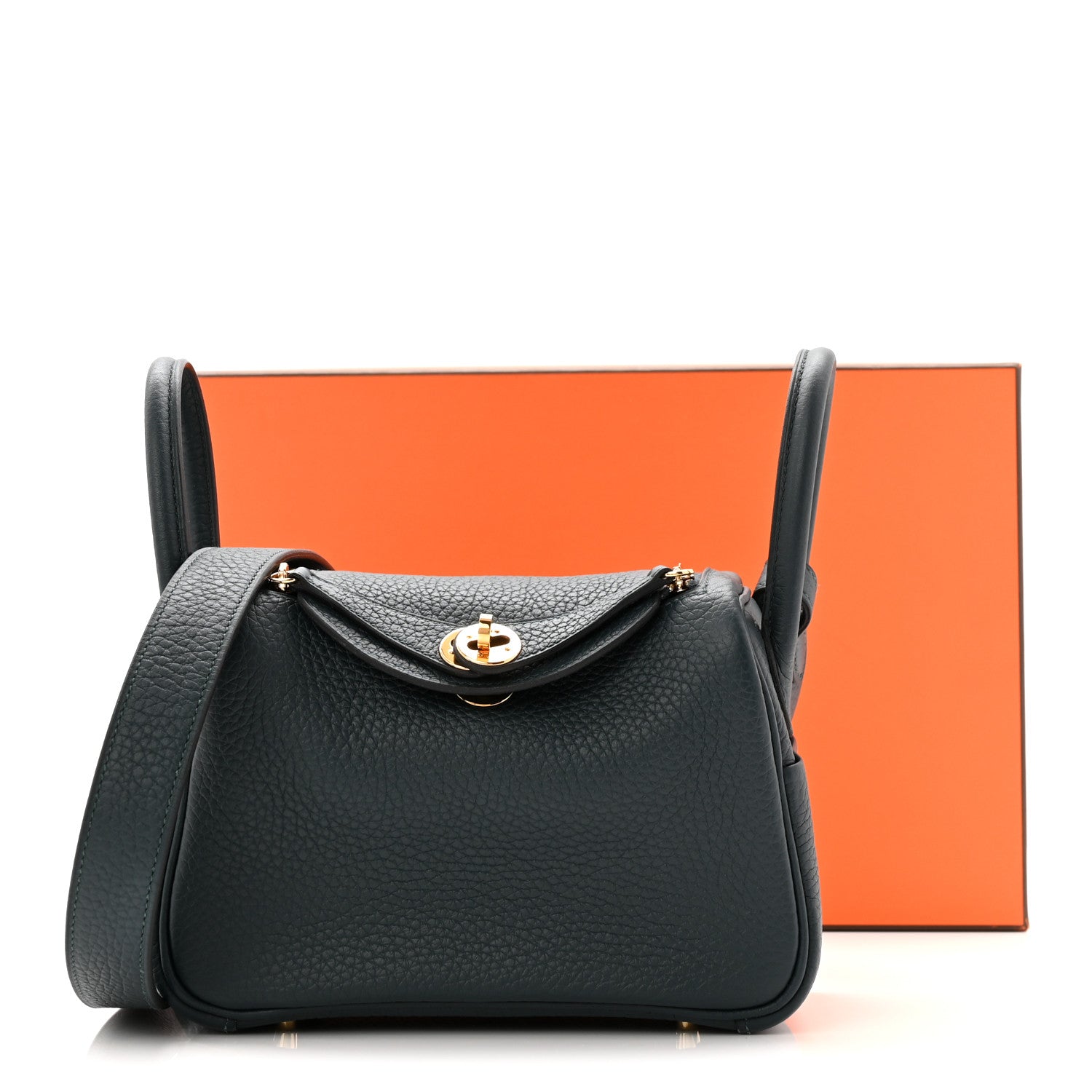 Hermes Taurillon Clemence Mini Lindy 20 Vert Cypress 11 of 11
