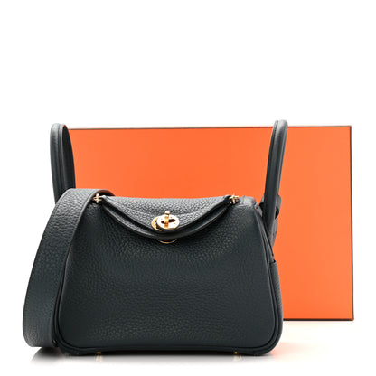 Hermes Taurillon Clemence Mini Lindy 20 Vert Cypress 11 of 11