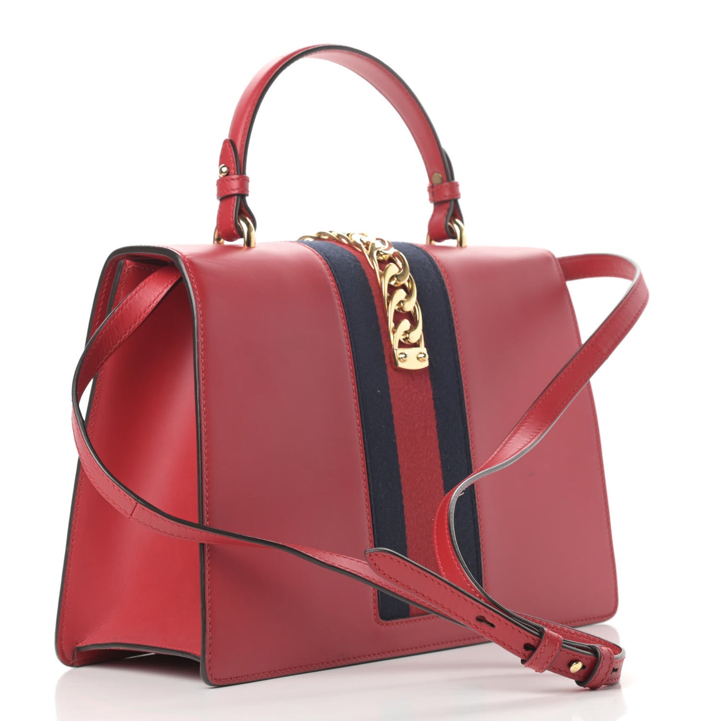 Calfskin Medium Sylvie Top Handle Bag Hibiscus Red