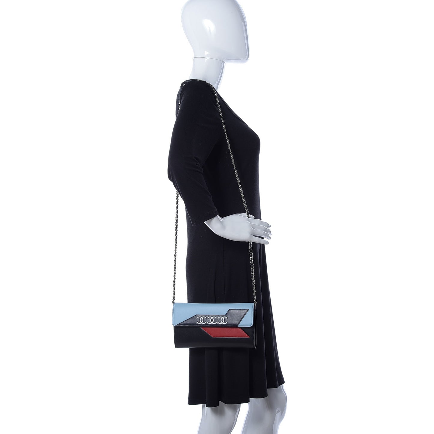 Lambskin Airlines Wallet On Chain WOC Blue Black Red