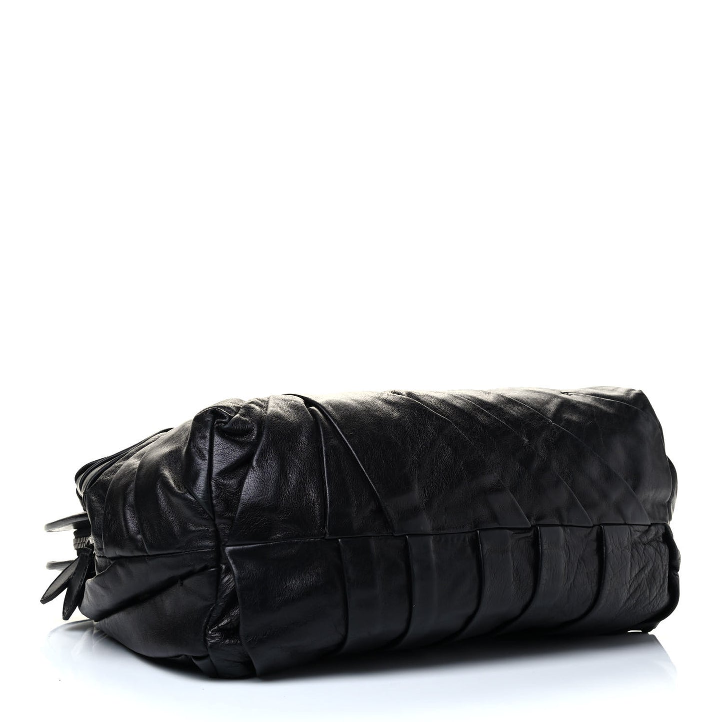 Lambskin Pleated Frame Tote Black