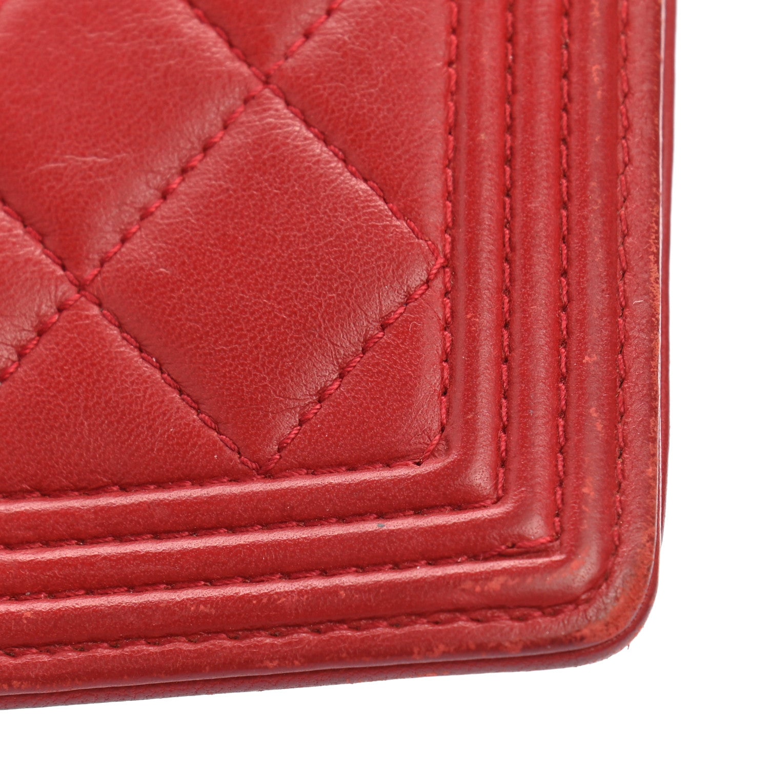 Chanel Lambskin Quilted Boy Yen Wallet Red 10 of 12