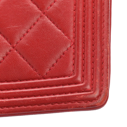 Chanel Lambskin Quilted Boy Yen Wallet Red 10 of 12