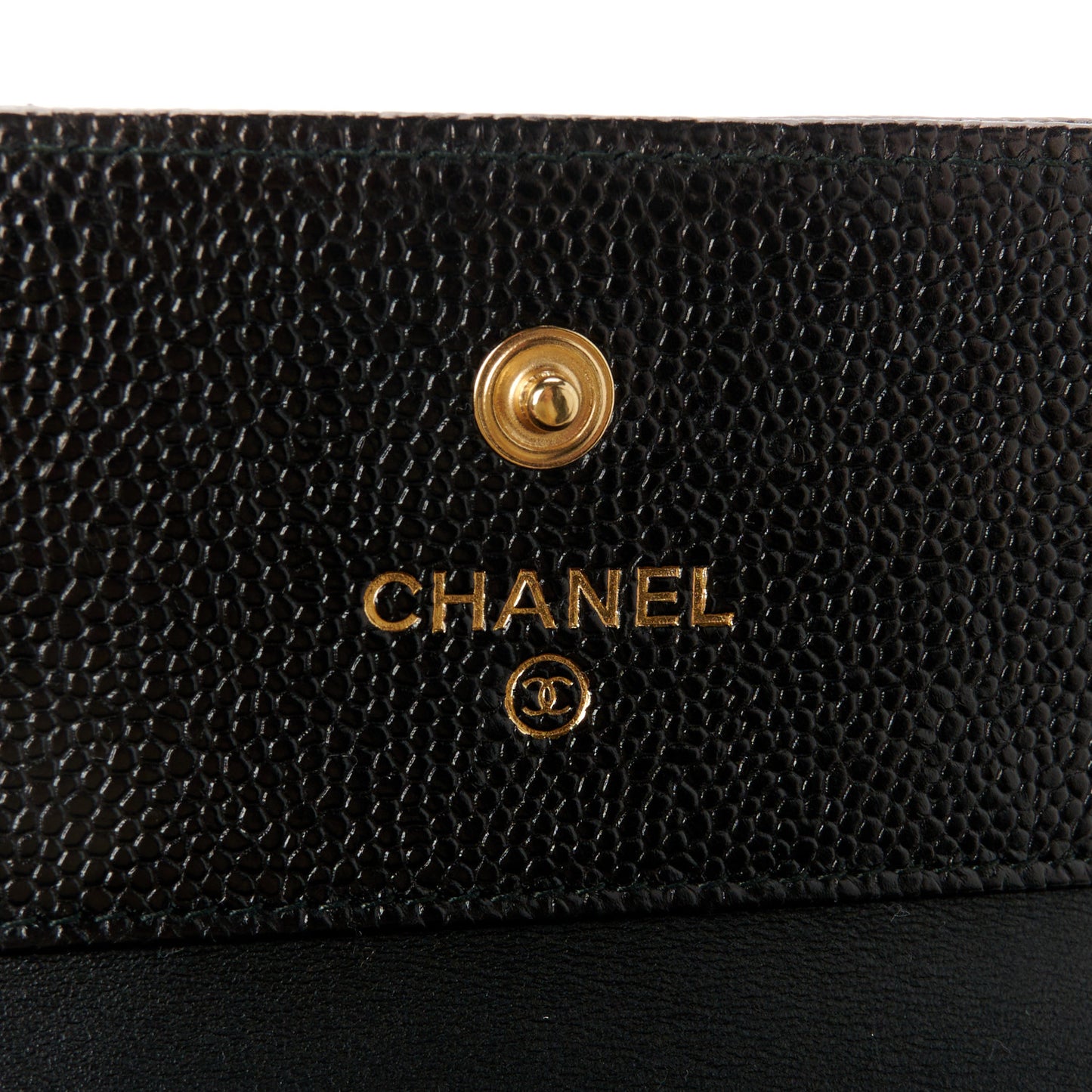 Caviar Chevron Quilted Boy Compact Wallet Black