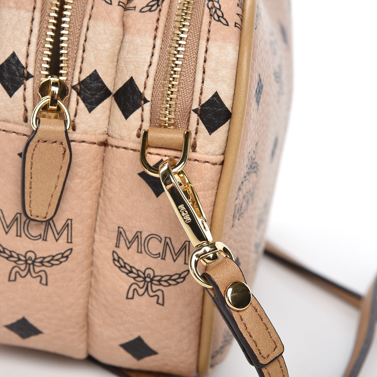 Striped Visetos Mini Crossbody Bag Beige