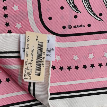 Hermes Silk Tigre Royal Bandana Scarf 55 Rose Vif Black White 3 of 3