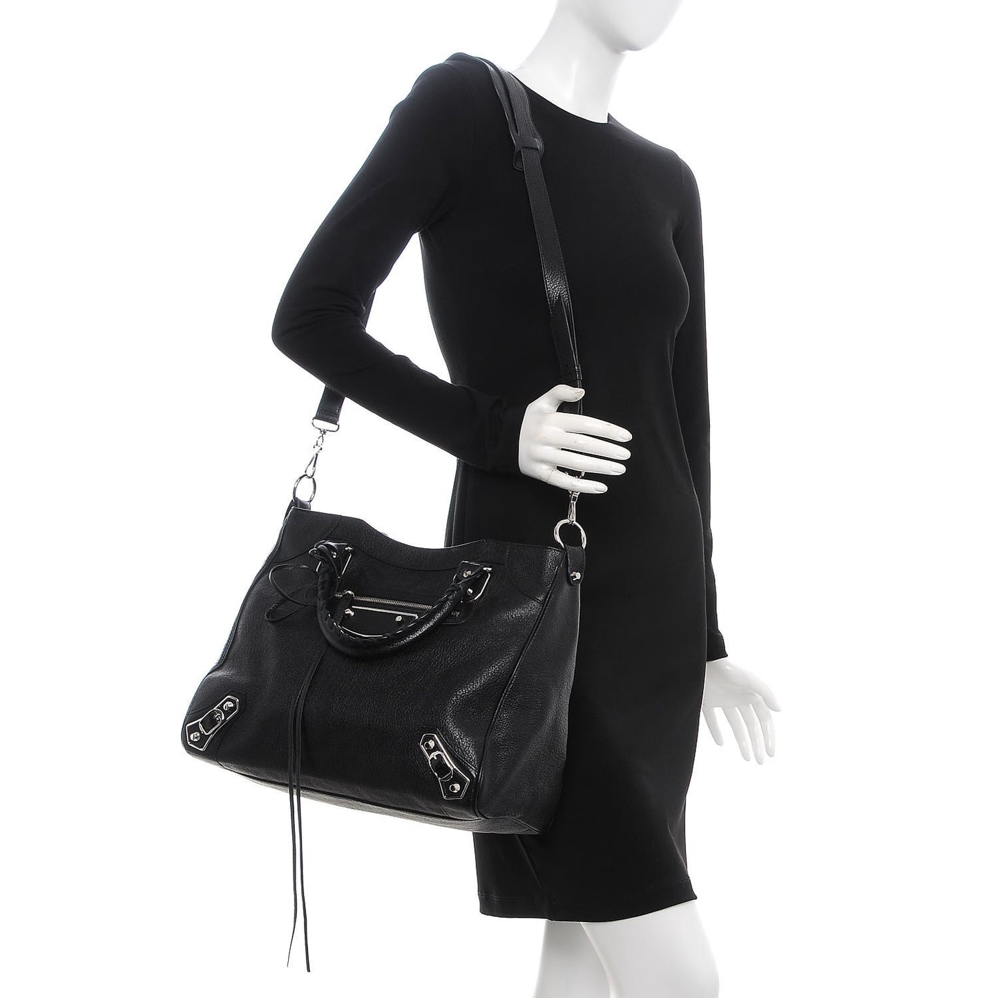 Chevre Silver Metallic Edge Hardware Velo Black