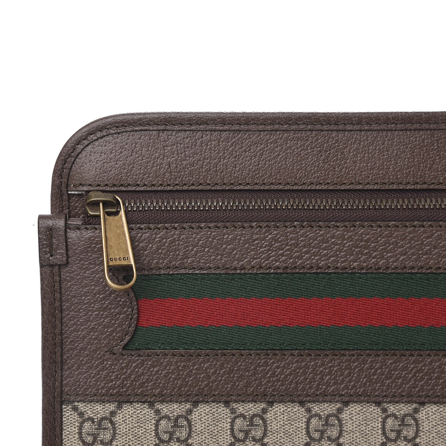 GG Supreme Monogram Textured Calfskin Web Ophidia Documents Holder Beige Ebony New Acero