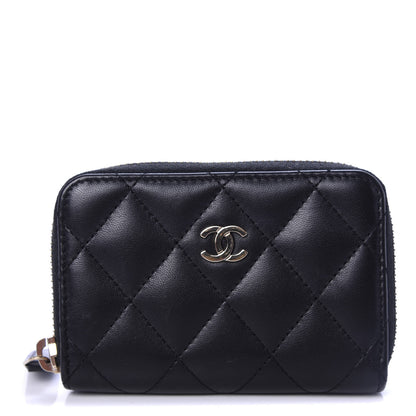 Chanel Lambskin Quilted Zip Around Coin Purse Black 1 of 8