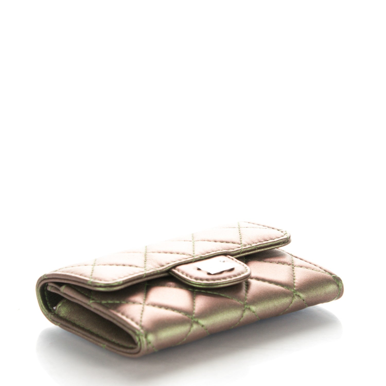 Chanel Metallic Lambskin Quilted Card Holder Green 4 of 8