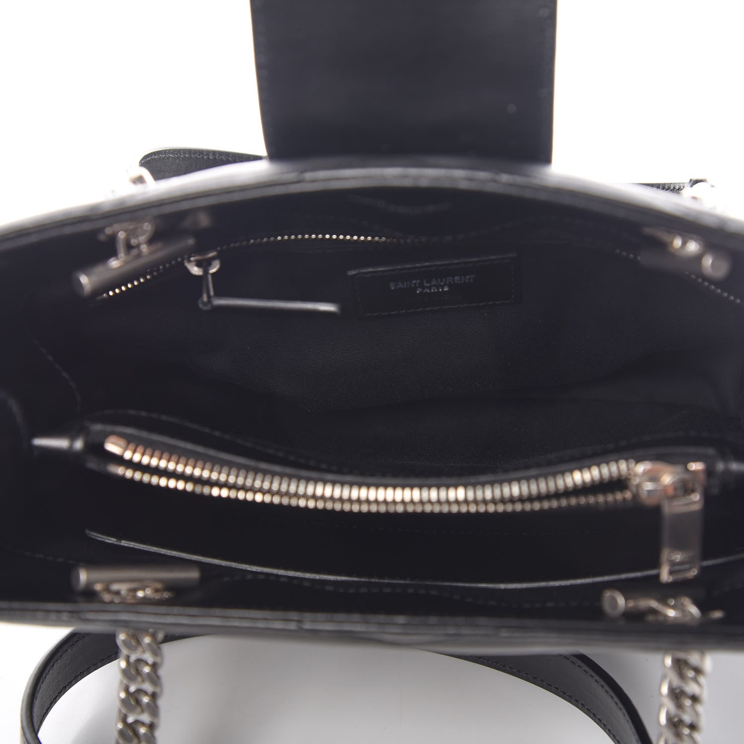Saint Laurent Calfskin Y Quilted Monogram Small Loulou Shopper Black 7 of 9