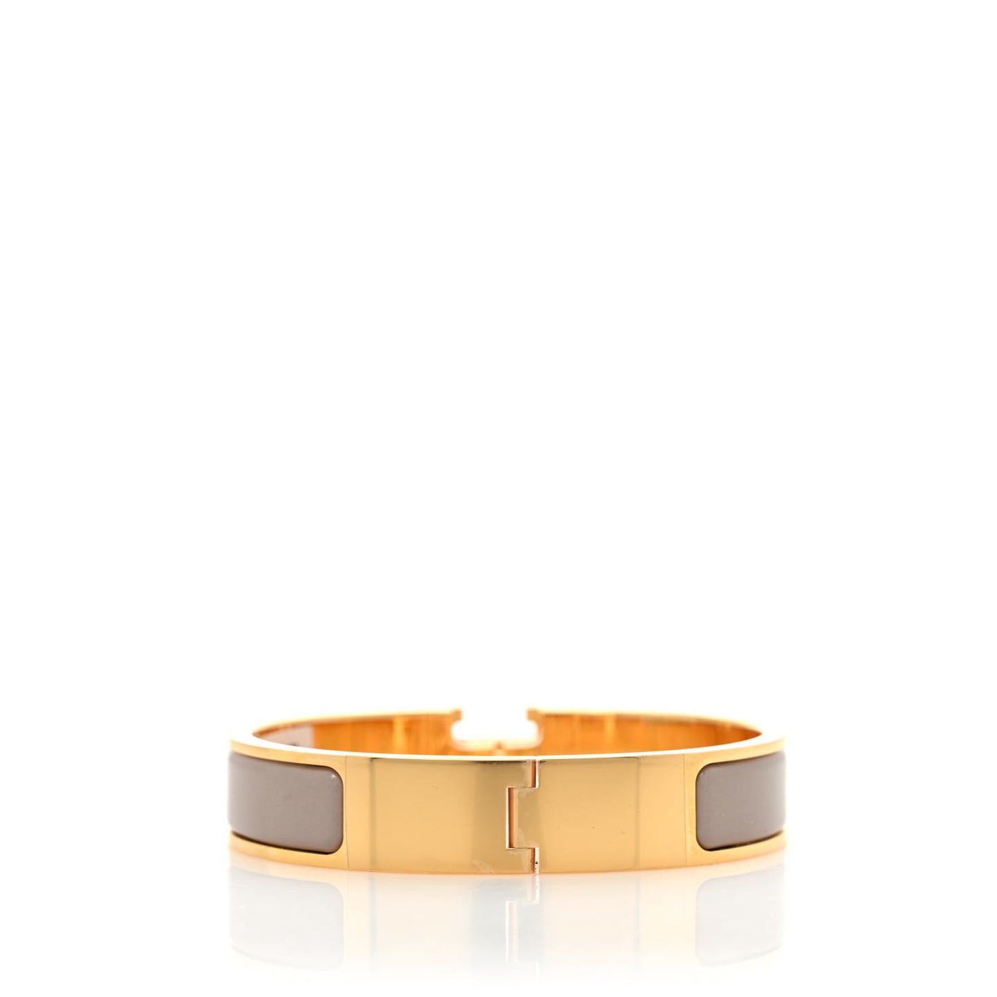 Enamel Narrow Clic Clac H Bracelet PM Marron Glace