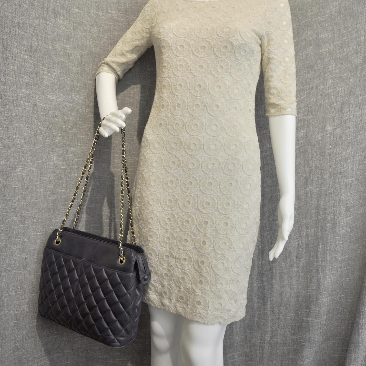 Chanel Lambskin Quilted Shoulder Bag Navy Blue 2 of 9