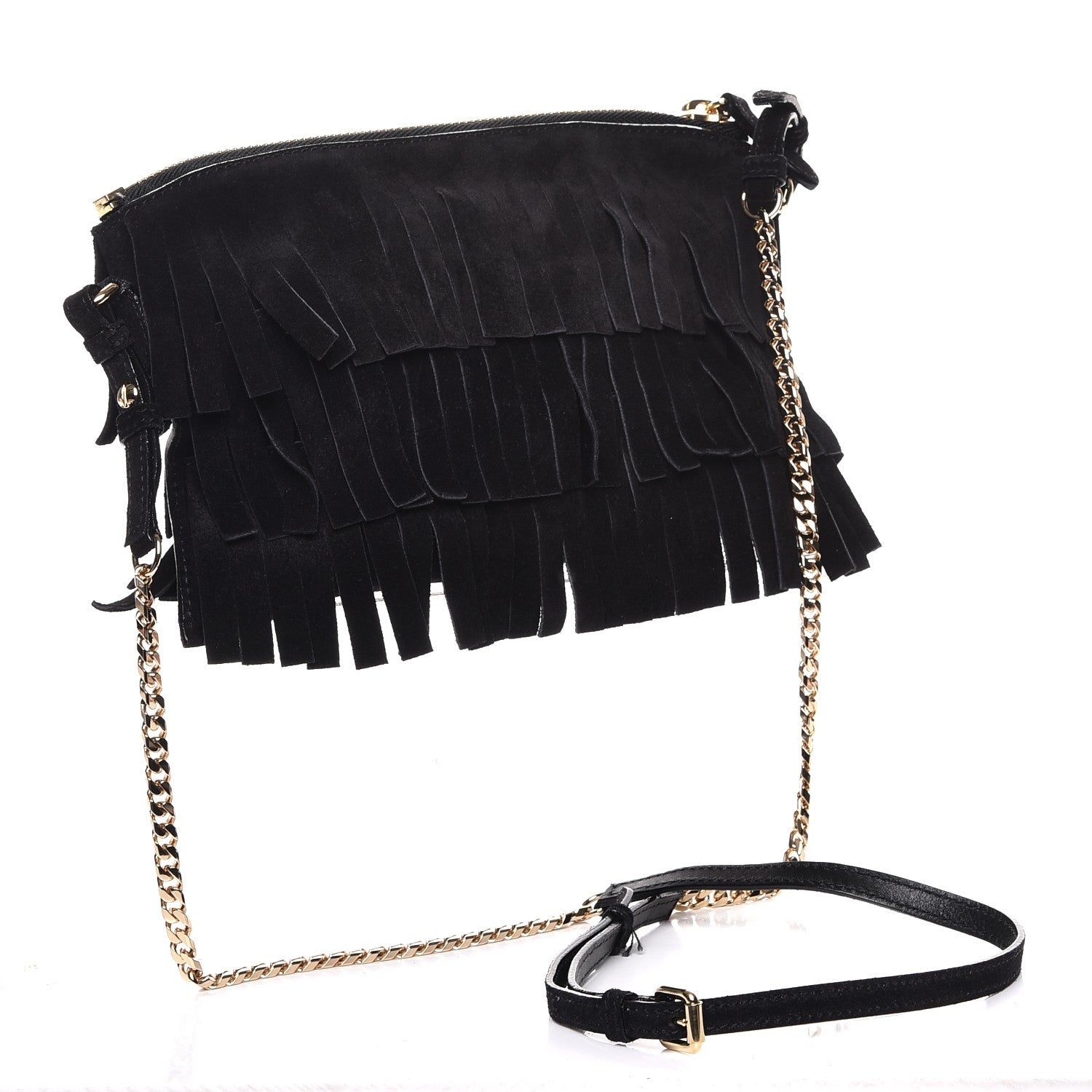 Burberry Suede Fringe Peyton Crossbody Clutch Bag Black 3 of 8