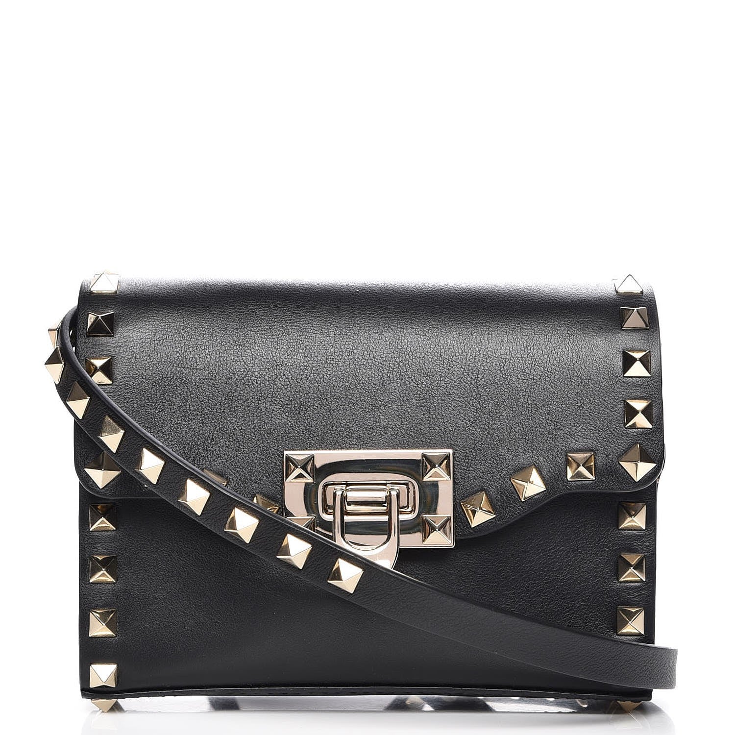 Valentino Garavani Vitello Mini Rockstud Flip Lock Crossbody Bag Black 1 of 6