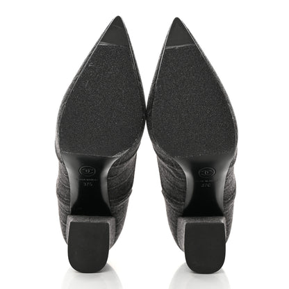 Chanel Fabric Lace Up Ankle Booties 37 Grey 6 of 11