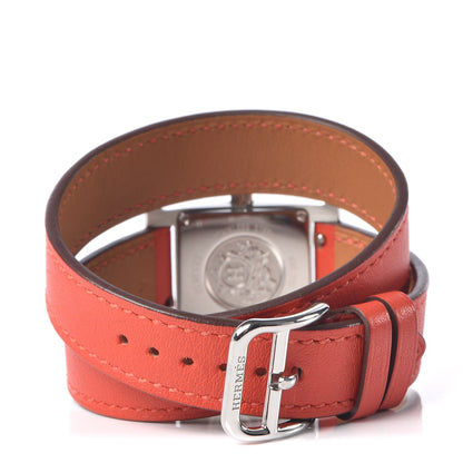 Hermes Stainless Steel Swift 21mm Heure H Hour Double Tour Quartz Watch Orange 4 of 8