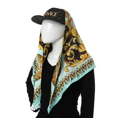 Fendi X VERSACE Silk FF Baroque Fendace Foulard Cap 59 Gold 2 of 11