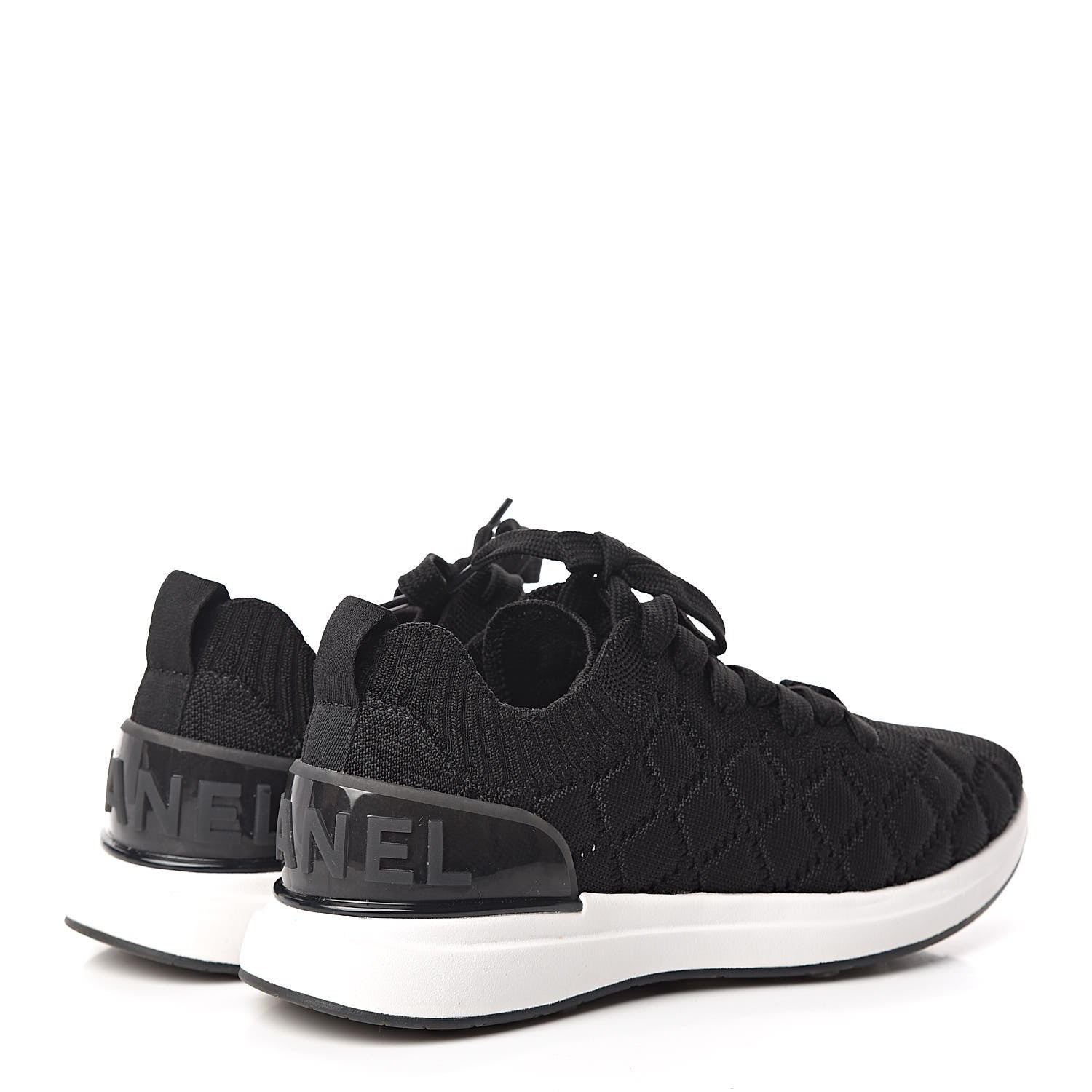 Chanel Mixed Fibers Quilted Womens CC Sneakers 35.5 Black 4 of 9