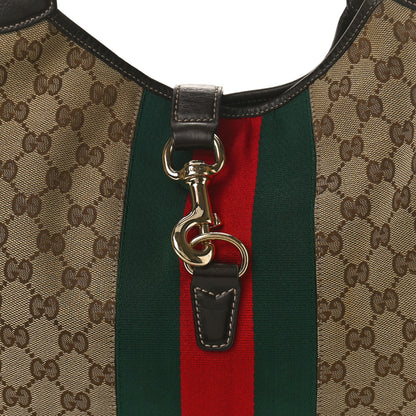 Gucci Monogram Web Jackie O Bouvier Hobo Dark Brown 10 of 10